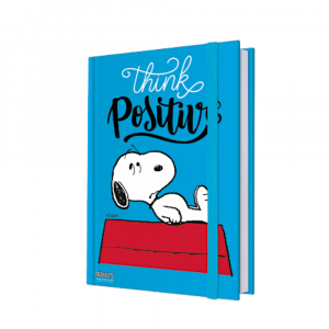 Taccuino Think positive con Snoopy ed elastico in formato A5 - Peanuts