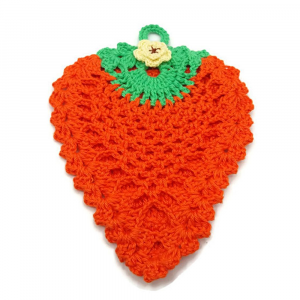 Presina arancione a forma di carota ad uncinetto 12.5x16 cm - Crochet by Patty