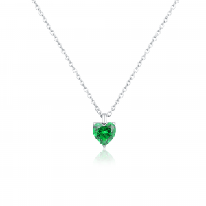 Brand Collana con cristallo cuore in acciaio verde
