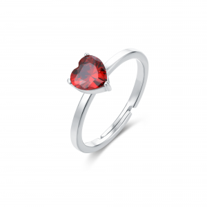 Brand anello con cuore cristallo misura 15 rosso