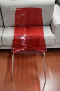 4 Sillas Impilabili Plástico Rojo Con Piernas Metal Grand Soleil Yo