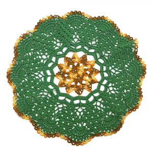 Centrino verde e marrone sfumato ad uncinetto 35 cm - Crochet by Patty