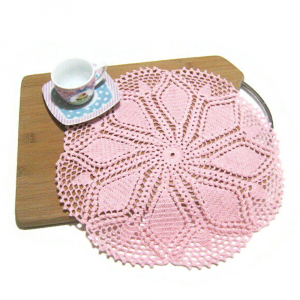 Centrino rosa rotondo ad uncinetto 31 cm con Scelta Colore