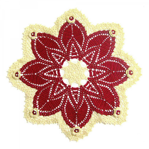 Centrino bordeaux e crema con fiori ad uncinetto 45 cm - Crochet by Patty