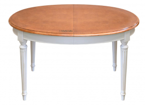 Table ovale à rallonge style Louis XVI bicolore