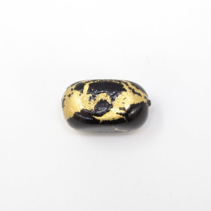 Perla di Murano sasso 17 mm vetro variegato oro e nero