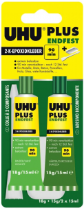 COLLA UHU PLUS 2x15 ml (verde) Adesivo Epossidico a Due Componenti, Trasparente, 30 ml