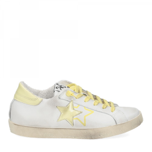 2Star Sneaker low bianco vernice gialla-2