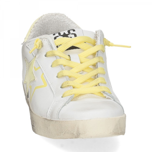 2Star Sneaker low bianco vernice gialla-3