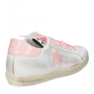 2Star Sneaker low bianco vernice rosa-5