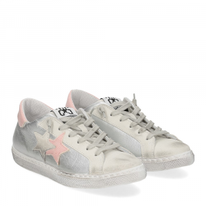 2Star Sneaker low laminato argento camoscio rosa