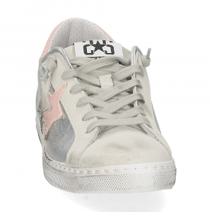 2Star Sneaker low laminato argento camoscio rosa-3