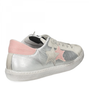 2Star Sneaker low laminato argento camoscio rosa-5