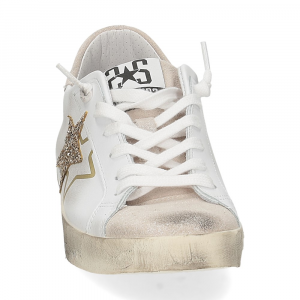 2Star Sneaker low bianco camoscio beige glitterata-3
