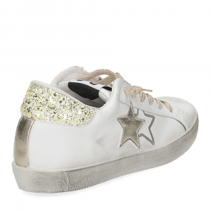 2Star Sneaker low bianco laminato glitter oro-5