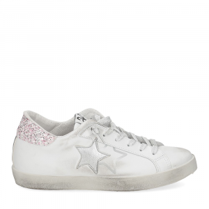 2Star Sneaker low bianco laminato glitter argento-2