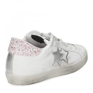 2Star Sneaker low bianco laminato glitter argento-5
