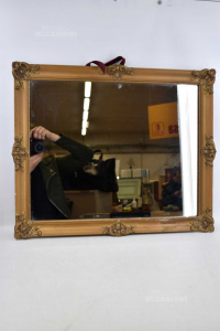 Specchio Antico Con Cornice Dorata, 57x47 Cm ( Difetto Crepe )
