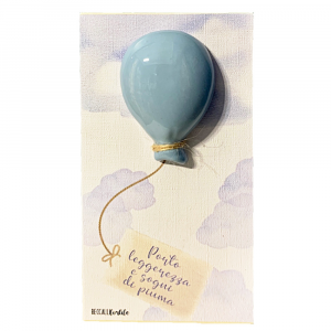 Quadretto con palloncino azzurro della Fortuna 10.5x19.5 cm - Beccalli for Life