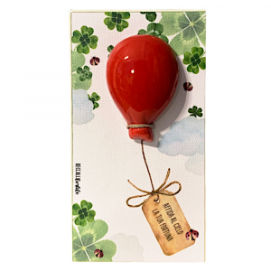 Quadretto con palloncino rosso della Fortuna 10.5x19.5 cm - Beccalli for Life