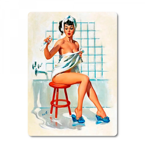 Cartello da parete Pin Up Girl Bathroom 27.9x40.6 cm - The British Metal Signs