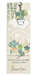 WALD - Segnalibro con charm cactus + carta piantabile