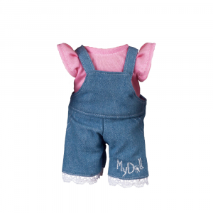 Salopette di jeans e maglia rosa per bambola alta 27 cm - My Doll