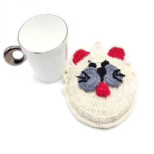 Presina gattino panna ad uncinetto 11 cm - Crochet by Patty