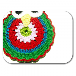 Presina gufetto verde ad uncinetto 13x18 cm - Crochet by Patty