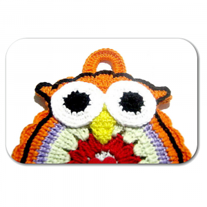 Presina gufetto arancione ad uncinetto 13x18 cm - Crochet by Patty