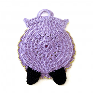 Presina gufetto lilla ad uncinetto 13x18 cm - Crochet by Patty
