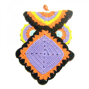 Presina gufetto colorato ad uncinetto 14x20 cm - Crochet by Patty