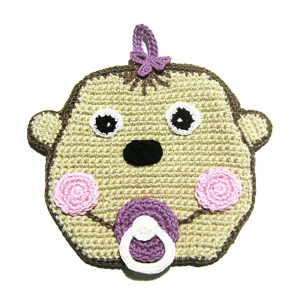 Presina scimmietta beige ad uncinetto 16.5x17.5 cm - Crochet by Patty