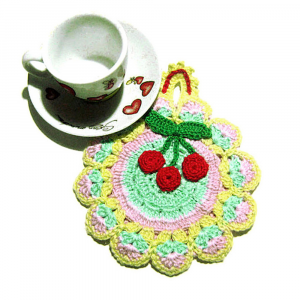 Presina colorata con ciliegie ad uncinetto 14.5x17 cm - Crochet by Patty