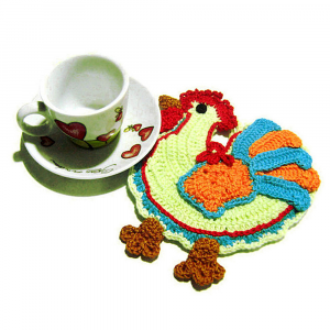 Presina gallo verde chiaro ad uncinetto 14.5x16 cm - Crochet by Patty