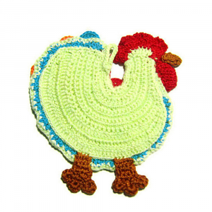 Presina gallo verde chiaro ad uncinetto 14.5x16 cm - Crochet by Patty