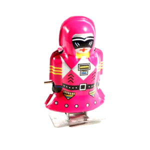 Robot rosa giocattolo di latta a carica meccanica 5x2.5x6.5 cm - C'era una volta