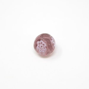 Perla di Murano Ø10 mm ametista trasparente con murrine bianche. Foro passante