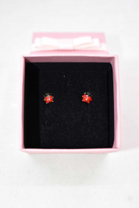 Earrings Ladybug In Silver 925 Enameled The