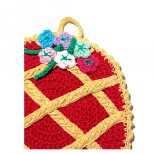 Presina crostata rossa e marrone ad uncinetto 13x15 cm - Crochet by Patty