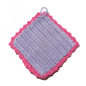 Presina lilla e rosa scuro con damina ad uncinetto 19.5x20 cm - Crochet by Patty