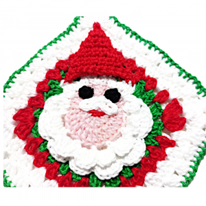 Presina bianca con Babbo Natale ad uncinetto 18.5x20.5 cm - Crochet by Patty