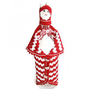 Cover Babbo Natale per bottiglie ad uncinetto 28 cm - Crochet by Patty