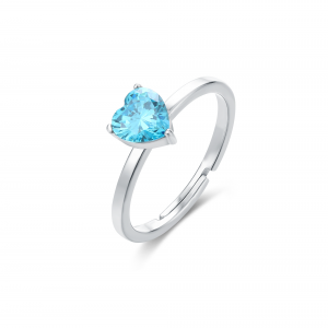Brand anello con cuore cristallo misura 15 azzurro
