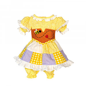 Vestito patchwork giallo e lilla per bambola alta 42 cm - My Doll