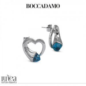 Boccadamo - Orecchini a forma di cuore con cristalli color acquamarina e zirconi