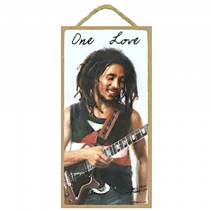 Quadretto in legno Bob Marley One Love da appendere 12.7x25.4 cm