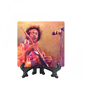 Quadretto o sottobicchiere in pietra con cavalletto Jimi Hendrix 10x10 cm