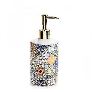 Dispenser sapone azzurro Maiolica per bagno in ceramica 8x19 cm
