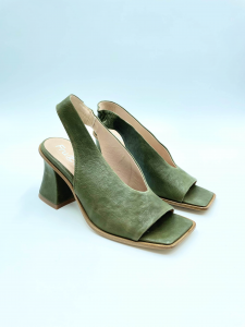 Sandalo open-toe verde con tacco largo Fru.it